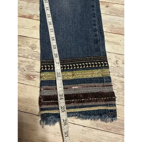 Pilcro and the Letterpress Anthropologie Jeans SZ 28 Slim Straight Embroidered - Picture 9 of 9